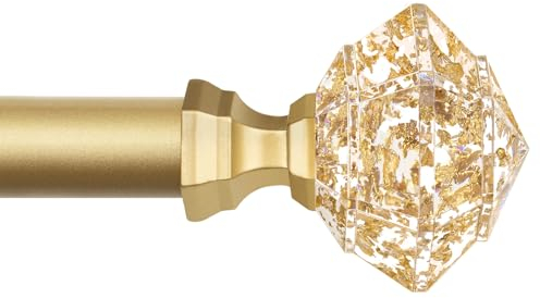Gardinenstange Gold 80 bis 148 cm, HOTOZON 19mm Vorhangstange Ausziehbar mit Halterungen und Transluzentem Diamantfoemige Endstücke, Vorhangstange für Schlafzimmer, Wohnzimmer, Esszimmer, Küche, Büros