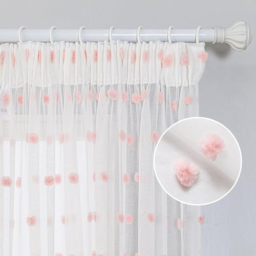 MYSKY HOME Vorhänge mit Kräuselband Gardinen Kinderzimmer Transparent | Rosa,2er Set,H175 x B140 cm,Gardinen Halbtransparent,Modern Schlafzimmer Kindervorhang,Dekoration für Wohnzimmer