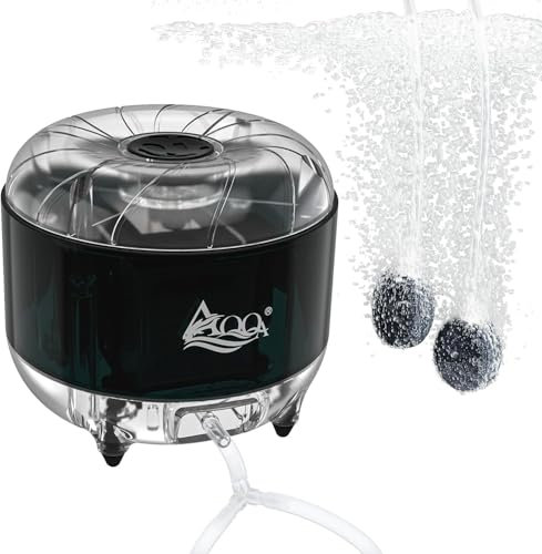 AQQA Aquarium Luftpumpe, 600L/H Leistungsstarke Sauerstoffpumpe Aquarium, Ultra-leiser Aquarium Sauerstoffpumpe mit 2 Einstellbare Luftauslässe, Y Shunt-Rohr