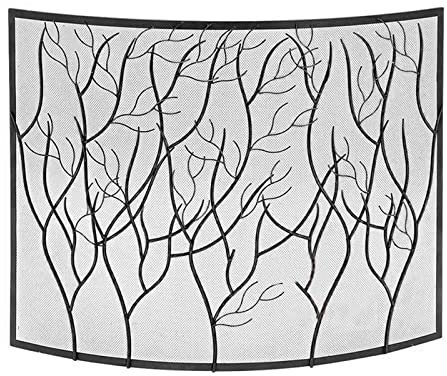 ZWDCVFGK Porte per caminetti Parafuoco Griglia Metallica Parascintille Modello Foresta Decorazione Stile retrò Curva Decorazione in Metallo Parascintille Copertura per scintille Strumenti per Camino