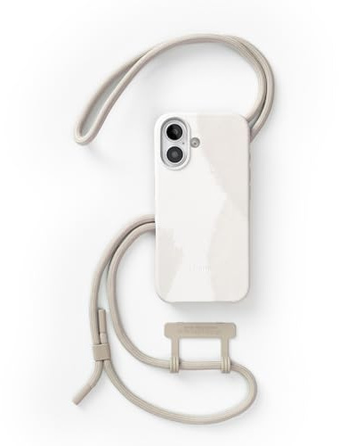 Woodcessories - Change Case, Nachhaltige Handykette abnehmbar kompatibel mit iPhone 16 Hülle mit Band Dove White - biologisch abbaubar