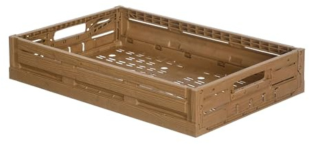 DIE BOX FABRIK Obst- und Gemüsekiste in Holzoptik | klappbare Obstkiste für Haus und Garten | Apfelkiste | Kunststoffkiste | Gemüsebox für Lagerung & Transport (1, 600x400x113 mm)