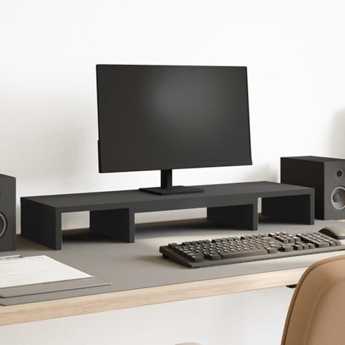 Gecheer Justerbart bildskärmsstativ svart 80 x 24 x 10,5 cm i spånskiva, ergonomiskt stöd för PC, bärbar dator, dator, DVD, bärbar dator, tangentbordsstativ för dator, P854635