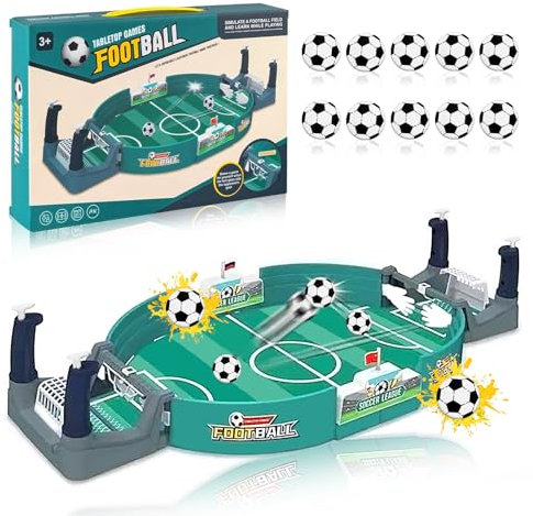 Interaktives Tischfussball Kinder, Tischfußballspiel mit 10 Fußbälle, Mini Tischkicker Fussball Geschenke Jungen, Tischkicker Spiele für Kinder Erwachsene