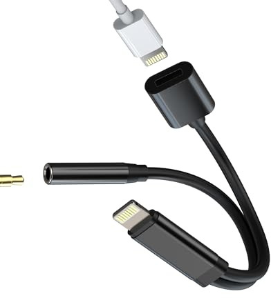 Lightning to 3.5mm Audio Adapter (2 in 1) - For iPhone 14 13 Pro Max Charger Cable Adapter Apple Connector Car Accessories iPad Charger AUX Earphone Dual Jack Converter