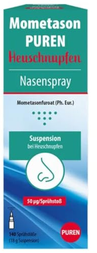 Mometason PUREN 18g Heuschnupfenspray - Nasenspray zur effektiven Linderung typischer Allergie Symptomen wie Juckreiz, Niesen, Schnupfen und oder verstopfter und laufender Nase