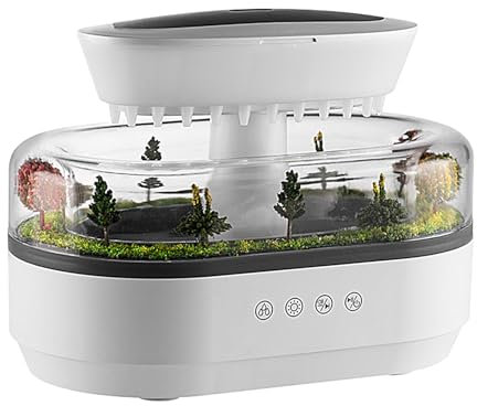 Difusor de aroma de gotas de lluvia, difusor de aceite de aromaterapia, humidificador de niebla fría, purificador de aire con diseño de árbol, difusor de fragancia de goteo de agua, niveles de niebla
