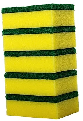 Vaguelly 12pièces Éponges Vaisselle Non Glissantes pour Nettoyage Cuisine Récurants Durables Jaune Et Vert Surface Puissante Anti-Rayure sans Odeur Longue Durée
