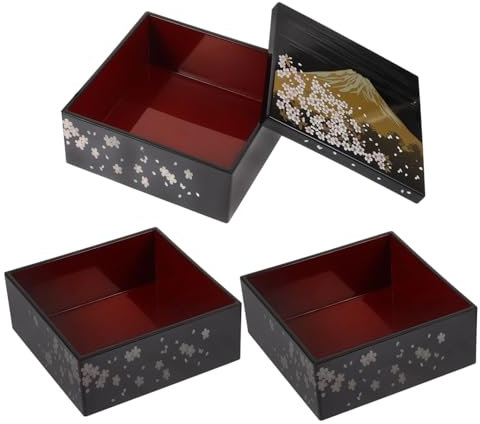 LOPUNER Caja Bento Japonesa Pequeña 12,5x12,5x16 Cm de 3 Capas, Estuche para Sushi de Plástico Resistente, Ligera y Compacta, Adecuado para Adultos y Picnic