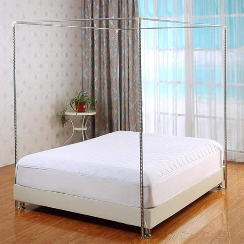 Betthimmel-Gestell für Bettdekoration, Edelstahl-Stütze für Doppelbett mit Moskitonetz & Vorhängen
