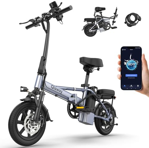 Qlaway Electric Bike for Adults, 500W Folding Ebike 14 Adult Electric Bicycles, 48V 15.6Ah Removable Battery, 38 Miles 22 MPH City Commuter Bicycle, Mini E Bikes for Adults and Teens