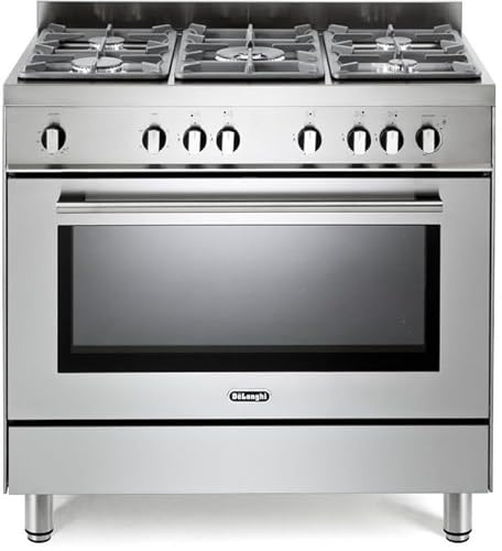 90cm Modern Gas Range Cooker DSR 916-GS, Stainless Steel Finish, 5 Burner Hob, Large Oven Capacity, Electric Grill, Cast Iron Supports, A Rated Energy Efficiency