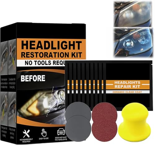 Kit di ripristino dei fari, salviettine detergenti per fari, kit di lucidatura per lenti dei fari, kit di ripristino delle lenti dei fari per tutti i tipi di veicoli