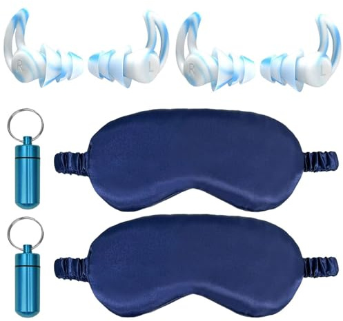 OODJVN 2 Pairs Of Earplugs With Boxes, 2 Storage Tubes, 2 Eye Masks, Noise-Proof Earplugs Set, Portable Storage Supplies, Travel School Supplies.
