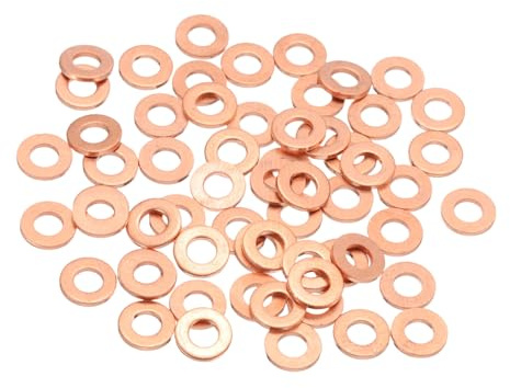 QUARKZMAN Rondelle Piatte Rame Metriche M4 4x8x1mm 60pz | Metriche per Tenuta Anello Schiacciamento, per Collegamenti Idraulici Bulloni Dadi Riparazioni Elettroniche