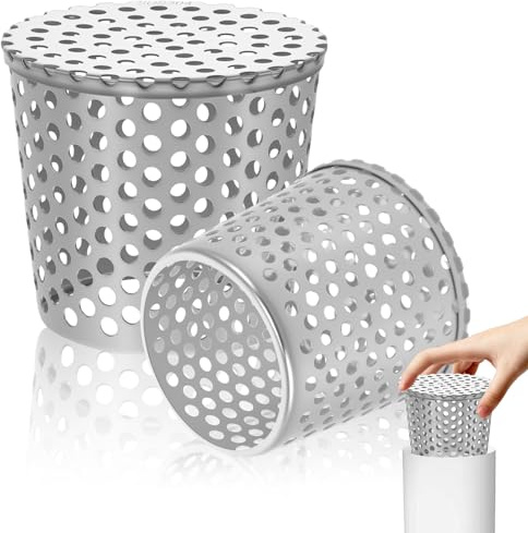 2 Grondaie per Grondaie, In Acciaio Inox, 75 – 90 mm, Protezione per Grondaie, Protezione per Grondaie, per Tubi di Scarico e Scarichi