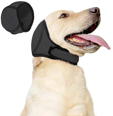 Cache-oreilles calmants pour chien, antibruit pour soulager l'anxiété du chien, imperméables, pour le bain, le toilettage, la natation, le tonnerre et les feux d'artifice, gris (S)