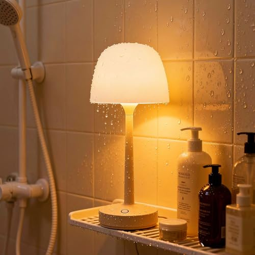 Peledic Waterproof Shower Lamp, Spa-Like Bathroom Light, Rechargeable Cordless Lamp with Touch & Remote Control, 16 Color Ocean Wave Projector, Shower Light for Inside Shower & Bathtub