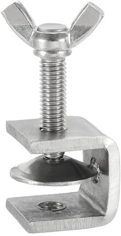 sourcing map 304 Stainless Steel C Clamps 20mm Square Mini Tiger Clamp Adjustable Heavy Duty Metal U Clip with Butterfly Screws for Woodworking Welding Mounting, Silver
