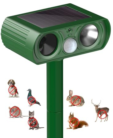 Solar Katzenschreck, Multifunktion Ultraschall Katzenabwehr, Wasserdicht Marderschreck mit Bewegungssensor, Vogelschreck Vertreiber für Maulwurf, Hunde, Vögel, Katzenschreck für Garten Rasen Farm