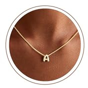 Turandoss Gold Kette mit Buchstaben Damen - 14K Vergoldet Halskette mit Buchstaben A - Z Anhänger Kette Gold Damen, Geburtstags Geschenke für Frauen Teenager Mädchen