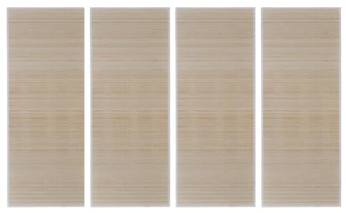 QJBSAVVA Set di 4 tappeti in bambù, 120 x 180 cm, moderni, rettangolari, con retro antiscivolo in PVC e bordo, tappeto in legno naturale, per soggiorno e corridoio