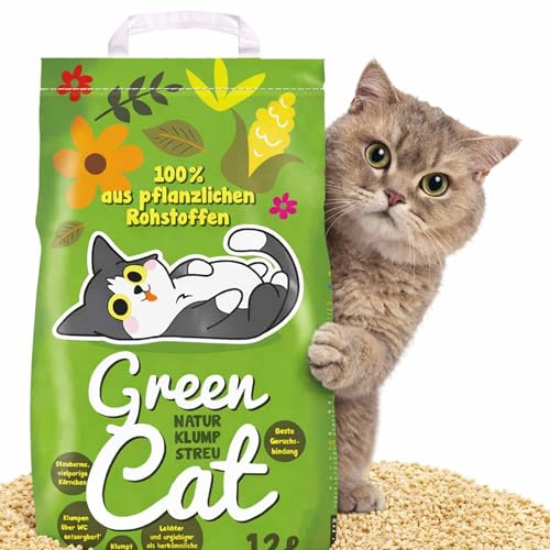 GreenCat 6x12 l (72 Liter) Katzenstreu Natur Klumpstreu Maisstreu