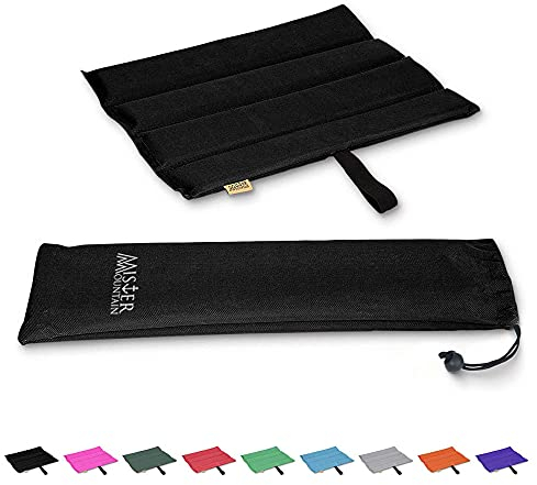 Mister Mountain Outdoor Iso-Sitz-Kissen inkl. Tasche - Sitz-Matte mit Schutz vor Kälte, Nässe, Schmutz - Faltbar & Waschbar - Thermokissen Schwarz