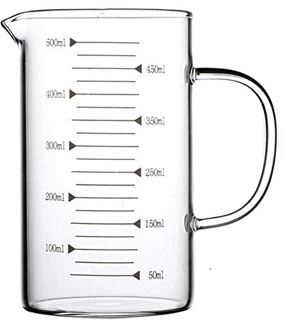Jarra Medidora de Vidrio Transparente Resistente al Calor para Microondas Cocinar Hornear Tazas Graduadas Medidas Precisas (500ml)