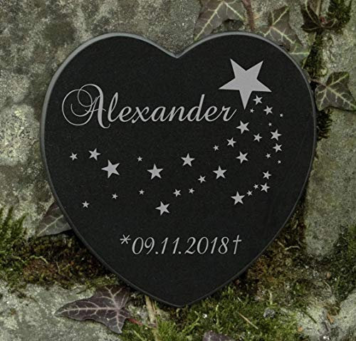 Grabschmuck Sternenkind Gravur Name Datum Marmor