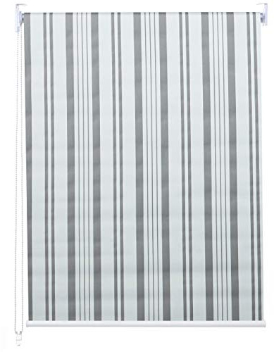 Rollo HWC-D52, Fensterrollo Seitenzugrollo Jalousie, 70x230cm Sonnenschutz Verdunkelung Blickdicht - grau/weiß