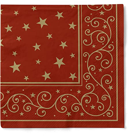 Sovie HORECA Weihnachtsserviette Liam in Bordeuax aus 3-lagigem Tissue 33 x 33 cm, Einweg Serviette winterlich, ideal für Advent. Winterfeirern und Weihnachten, 100 Stück