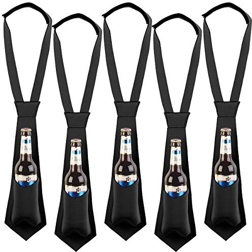 infactory Flaschenhalter: 5er-Set Krawatte mit integriertem Bierhalter, für 0,33-l-Flaschen (Bierflaschenhalter, Bierträger, Bier)