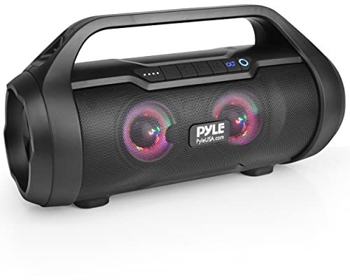 Pyle Wireless Portable Bluetooth Boombox Speaker- 40W Max 2.0CH Rechargeable Boom Box Speaker Portable Barrel Loud Stereo System with AUX Input/USB/SD/Fm Radio, 3 Subwoofer, Voice Control - PBMWP185
