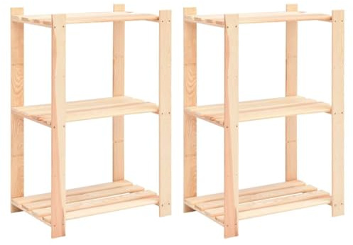 vidaXL Lagerregale 3 Böden 2 STK. 60x38x90cm Massivholz Kiefer 150kg