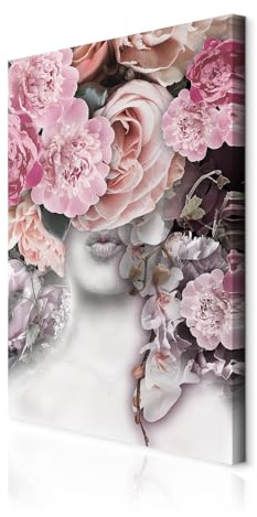 decomonkey Bilder Blumen 80x120 cm 1 Teilig Leinwandbilder Wandbild Rose | Strukturleinwand, Holzkeilrahmen, Bild auf Leinwand, Kunstdruck, Wanddeko, Wohnzimmer, Wanddekoration, Orchidee, Frau