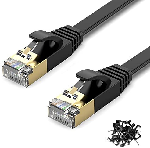 TBMax Cavo Ethernet 2m/3m/5m/10m/15m/20m/30m Cat 7 ad alta velocità Gigabit LAN 10Gbps STP lungo cavo patch Internet, compatibile con cavo di rete Cat6, Cat5, per router/modem/PC, 10 metri, nero
