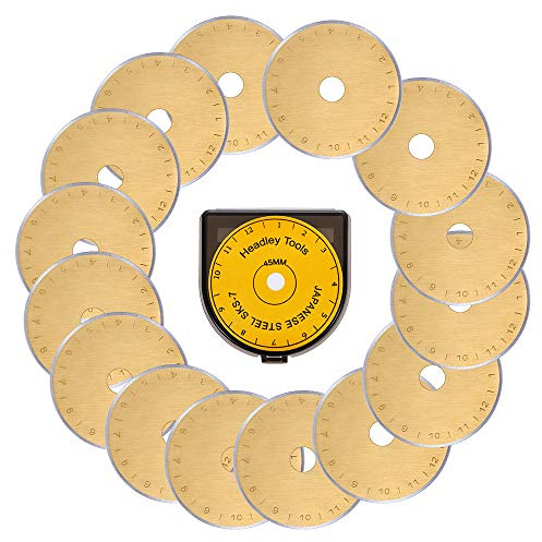 Headley Tools Rollschneider Ersatzklingen 45mm (15 Stück-Titan Farbe) passen auf alle 45mm Rotary Cutter