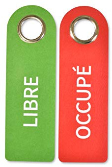 SynMe 10 x 2 Panneaux de Porte Libre/OCCUPÉ - chacun 27 x 8,5 x 0,5 cm - Anneau de Protection en métal implémenté pour la durabilité - Feutre de Polyester résistant à l'eau Germany (10)