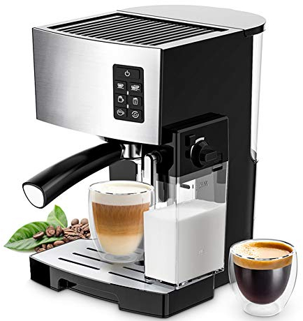 Lids Traditional Pump Espresso Machine, 1240watts 20 Bars Espresso Coffee Maker, Automatic Cleaning Detachable Milk Foam Bottle Water Tank for Cappuccino Latte Machiato (3IN1)