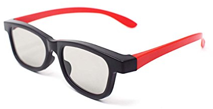 Ultra 3 Noir et Rouge Lunettes 3D Passives pour A Utiliser avec Tous Les Téléviseurs Passifs Projecteurs Cinéma Films RealD Circulaires Polarisé