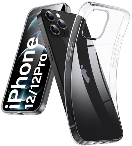 DOSMUNG Klar Hülle für iPhone 12 | 12 Pro (6,1), Flexible Minimalistische Silikonhülle Weiche Case Stoßfeste Kratzfestigkeit Handyhülle für iPhone 12 | 12 Pro, Durchsichtig