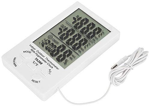 Higrómetro Electrónico, Medidor de Temperatura Y Humedad, Termómetro Higrómetro para Granja Fácil de Leer con Sonda para Granja para Aves de Corral Y Ganado