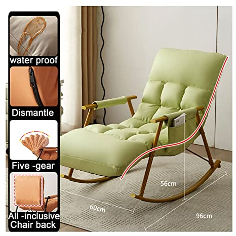 WYCSAD Schaukelstuhl mit Arbonstahl Gestell, Wohnzimmer Schaukelsessel, Schaukler Relax-Stuhl mit 5 Stufen Einstellbaren Fußstütze for Haus Veranda Balkon, 6 Farbe (Color : F)
