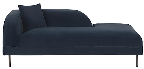Beliani Chaiselongue Samt blau linksseitig mit Kissen Retro Stil Metallgestell Le Crau
