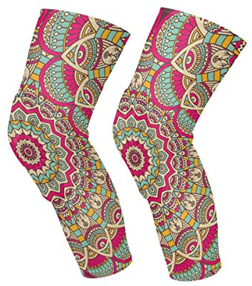 GAIREG 1 Pair Vintage Flower Tiles Pattern Compression Leg Sleeves with Knee Pads for Men Women, Knee Braces for Basketball, Football, Wrestling, Knee Pain