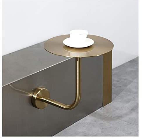 Meiiron Cocktailthekentisch, Kleiner runder Edelstahltisch, moderner Wandtisch for Wohnzimmer, Esszimmer, Küche, Kneipe und Bistro – Silber, Gold, 40 x 45 cm (Color : D)