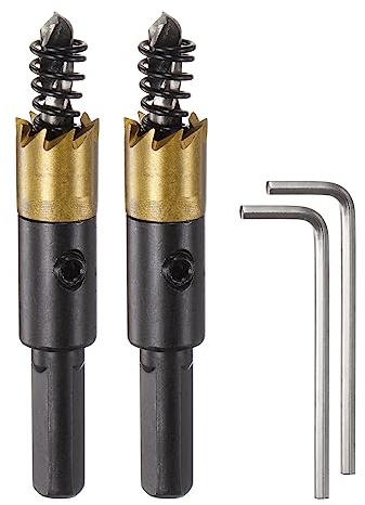 sourcing map 2pcs Trou Scies 12mm (1/2) M35 HSS (Haut Vitesse Acier) Titane Revêtu Perceuse Morceaux Coupeurs Ouvreurs pour Inox Acier Aluminium Alliage Métal Bois Plastique