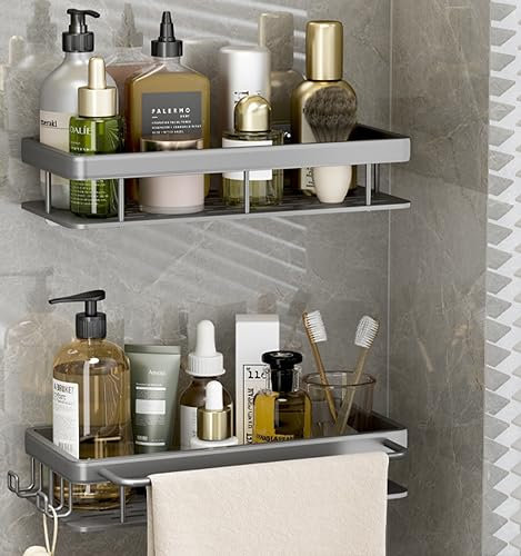 Shelf washstand storage bathroom, double patch type large square basket + with hook and bar