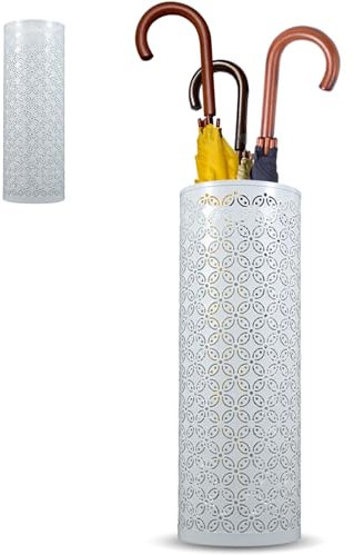 Metal Umbrella Holder Umbrella Stand for Hallway Free Standing Umbrella Storage Bin Multipurpose Walking Stick Holder Umbrella Bucket for Umbrella Cane Wrapping Paper Entryway Home Hotel Office(White)